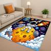 3D Cartoon Astronaut Weltraumfahrer Planet Wohnzimmer Rutschfester Teppich für Schlafzimmer Spielzimmer Sofa, Heimdekoration Fußmatte Weihnachten