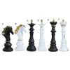 Chess Piece Statue Collectible Black White Horse Sculpture King Queen Knight Chess Piece Figurine for Home Office Desk Shelf Decoration