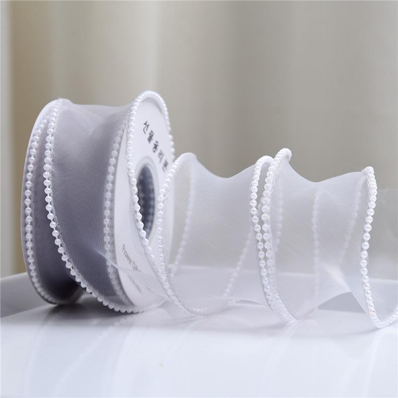 Fishtail Yarn Ribbon Bouquet Packaging Material Rainbow Color Lace Tail Yarn Ribbon Wave Chiffon Yarn Gift Strap