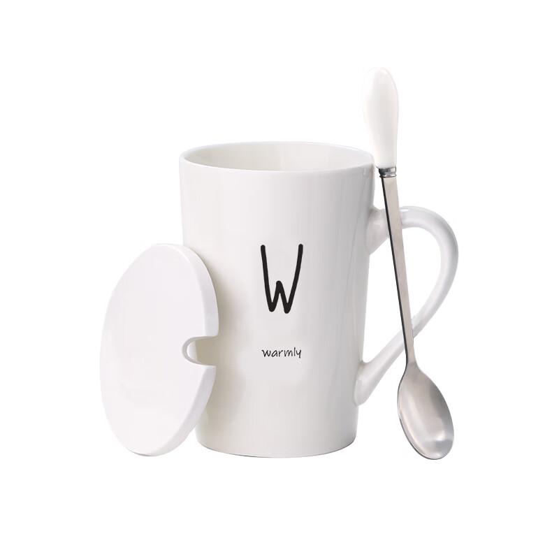 Yu Defeng Elegant Ceramic Coffee Mug with Lid and Spoon