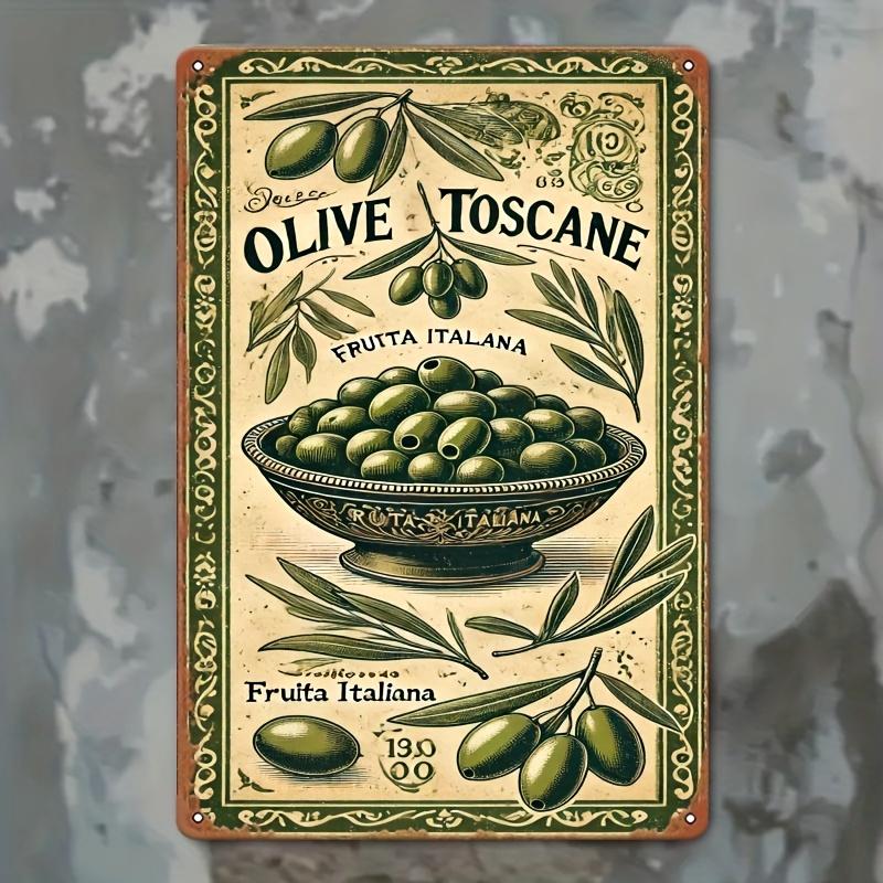 

2D Flat, 2D Wall Art- Tuscan Olive Style Painting- Retro Metal Tin Picture, Art Decoration, Easy Installation, 19.81x29.97cm, In 20X30CM