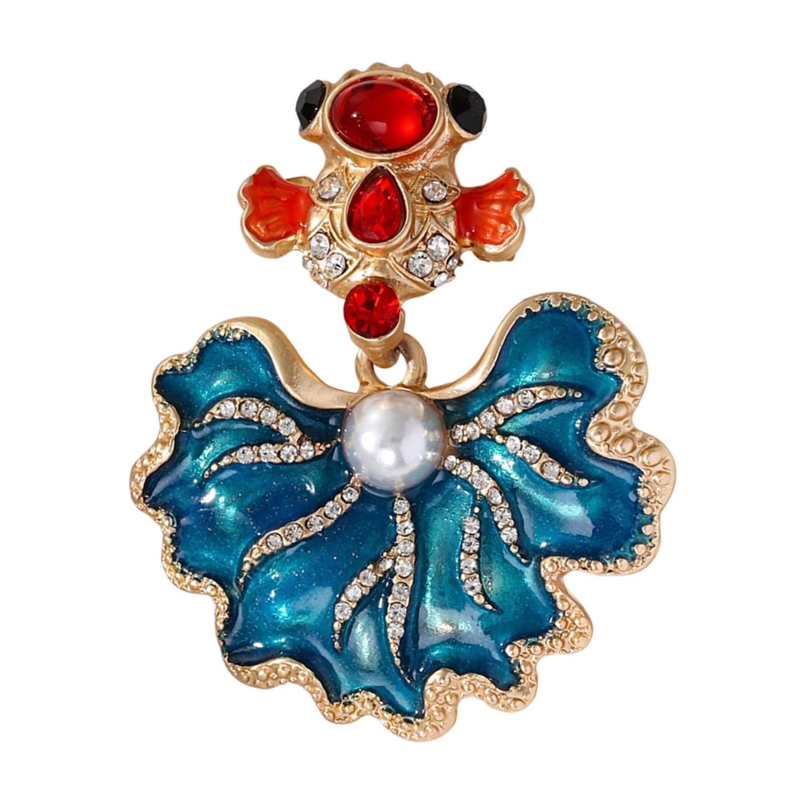 

Trendy Rhinestones Fish Pin Modern Vintage Comfortable Fastening Suitable Scarf Coat Bag Decoration синій
