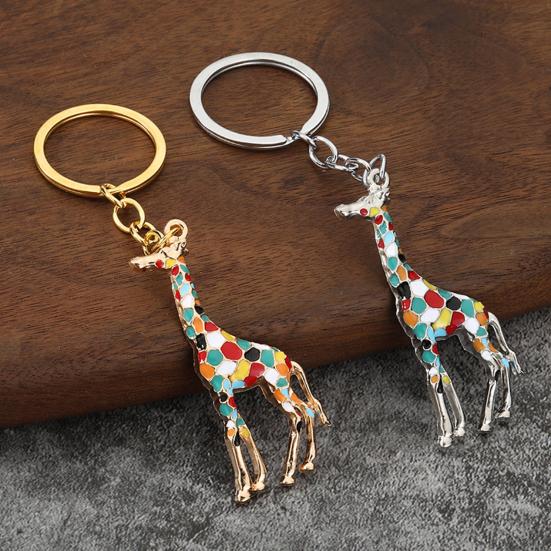 Keychain Pendant Zinc Alloy Texture Colorful Giraffe Charm Lightweight Portable Key Holder Backpack Bag Accessory