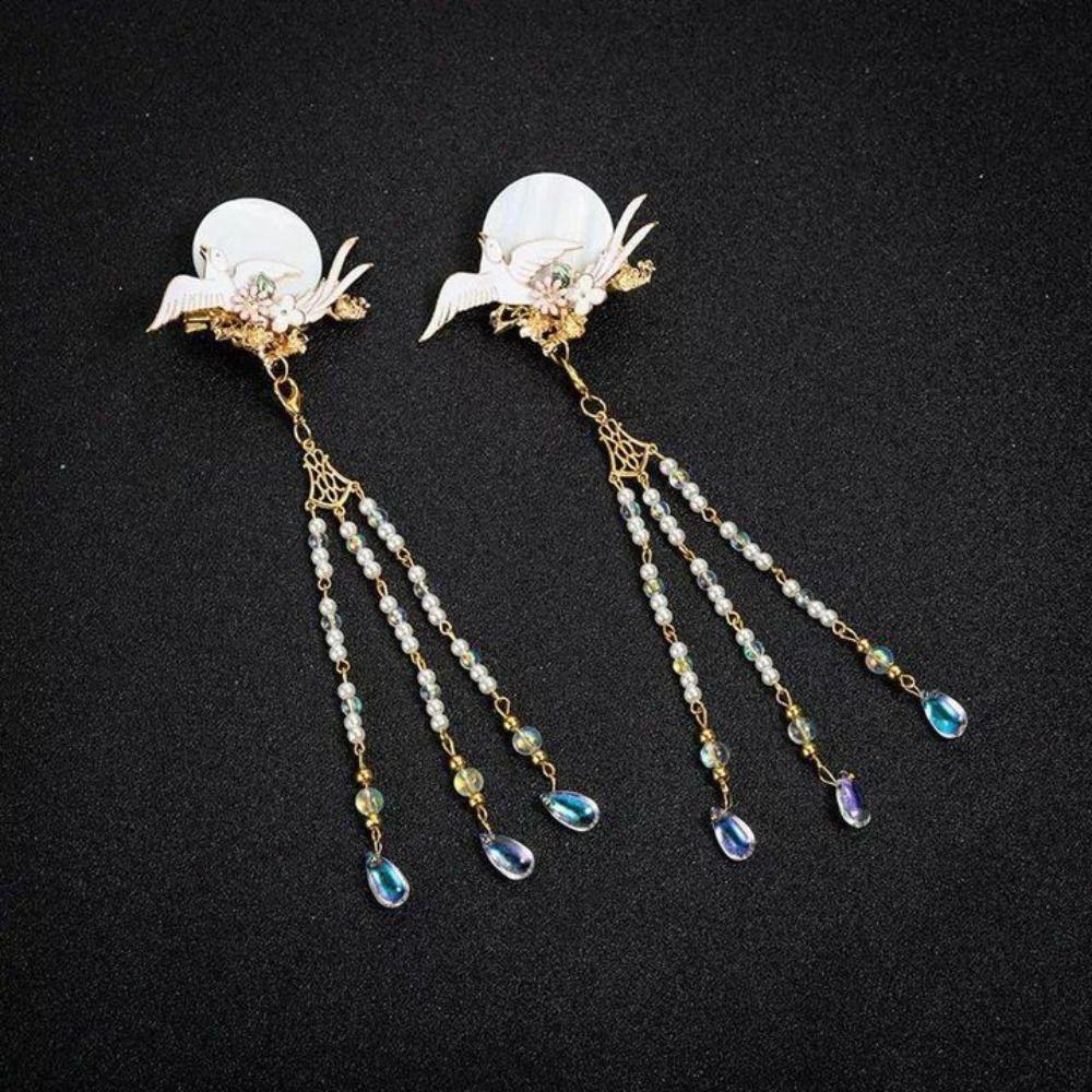 Beaded Hanfu Taseel Hair Clips Pearl Chinese Style Hairpins  Female/Children