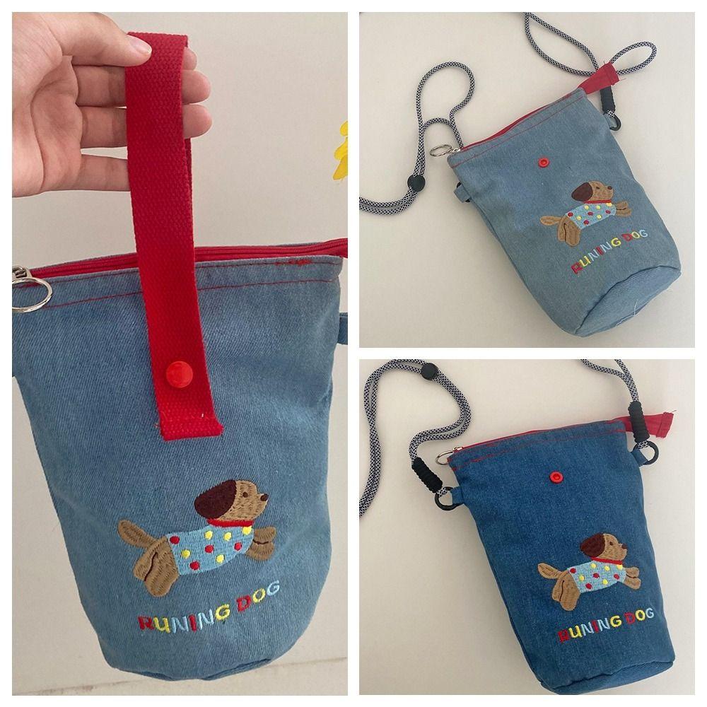 

Y2K Dog Bucket Bag Canvas Puppy Handbag Casual Denim Crossbody Bag Travel темно-синий
