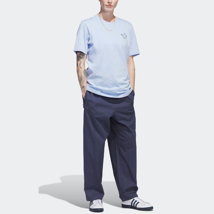 Adidas Originals Trefoil Henry Jones New York City Hand-Drawn Print Sports Short Sleeve Tee Men Tops Light-Blue HS3014