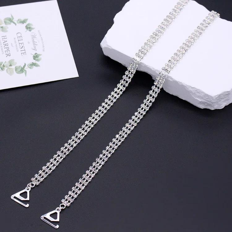 Shiny Rhinestone Decor Women Bra Straps Elegant Shoulder Straps Anti Slip For Off Shoulder Dresses And Wedding Party Bra Straps