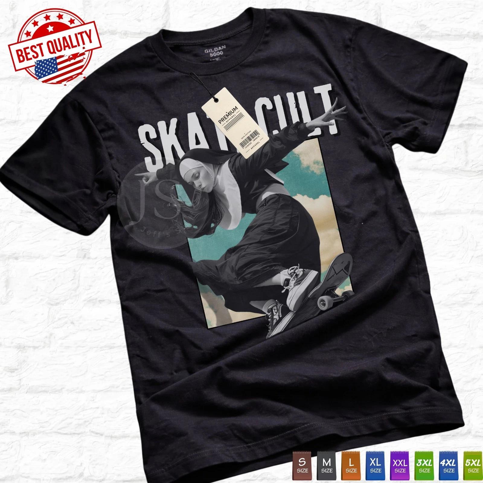 

Skate Cult Nun Skateboarding T-Shirt Skate Punk Streetwear Printed Graphic Tee 4XL