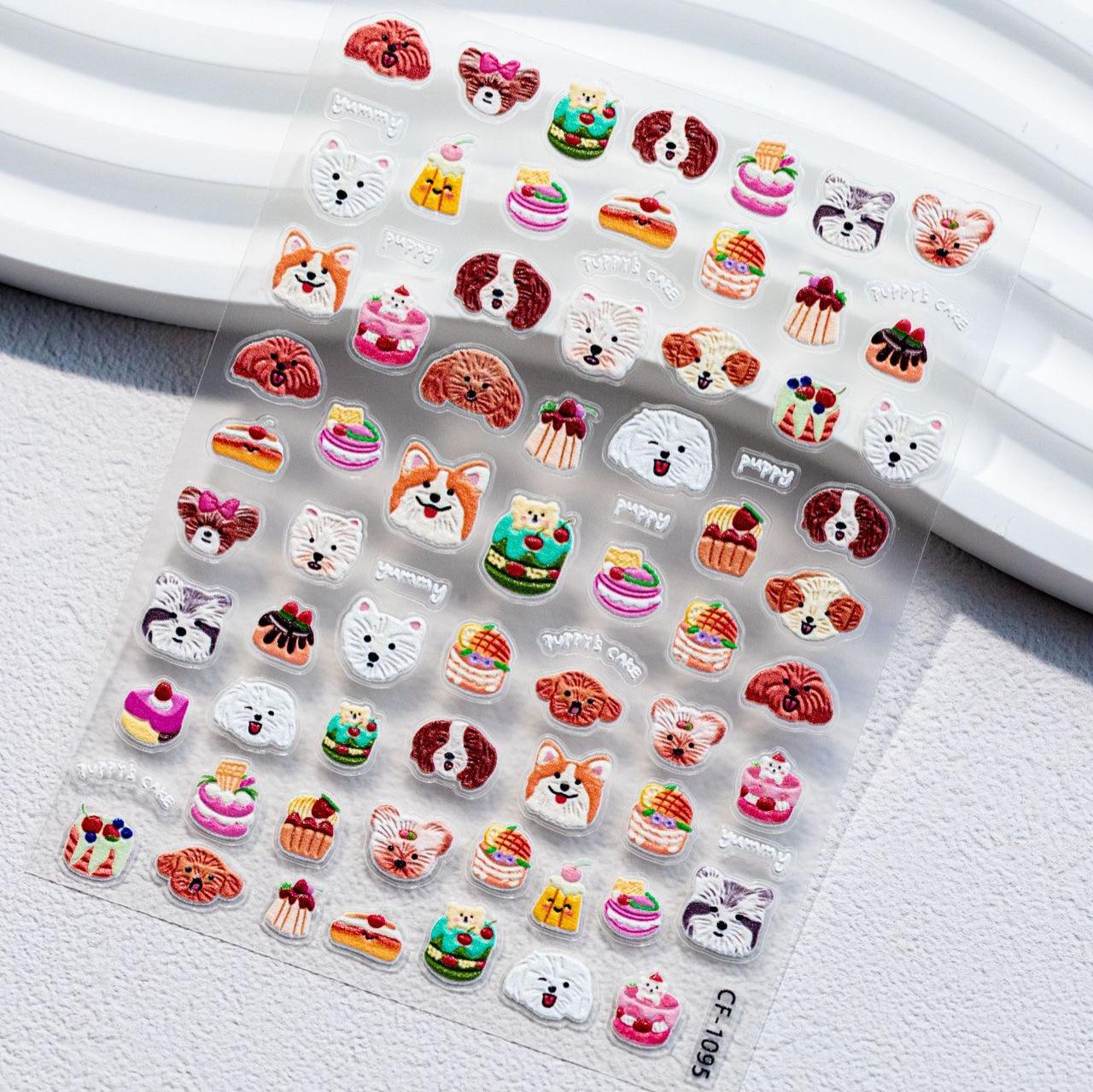 

New Arrival: Cute Japanese Animal Nail Stickers featuring Small Dogs and Decorative Lines