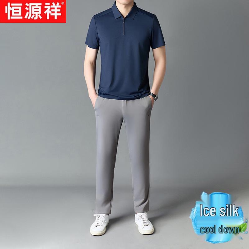 

Hengyuanxiang Men s Ice Silk 2-Piece Quick-Dry Sportswear Set 3XL
