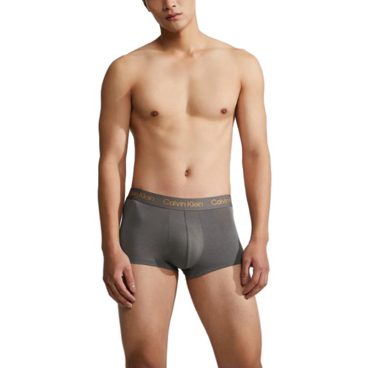 Calvin Klein Black Label SS23 Elastic Knit Waistband Logo Print Boxer Shorts Men bottoms Gray NB3331-5GS