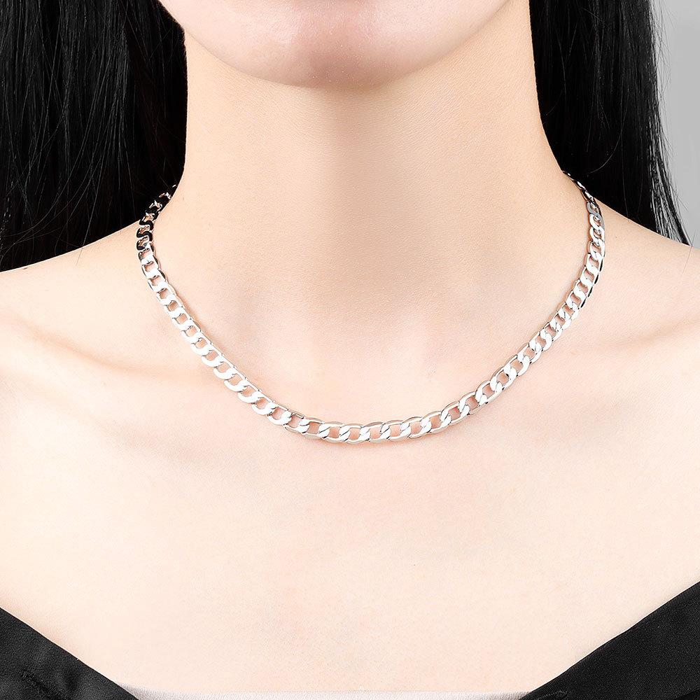 Light Luxury Fashion Jewelry Centimeter Custom Hot Sale Hip Hop  Gold Plated Flat Chain Cuban Chain Ladies Men's Necklace