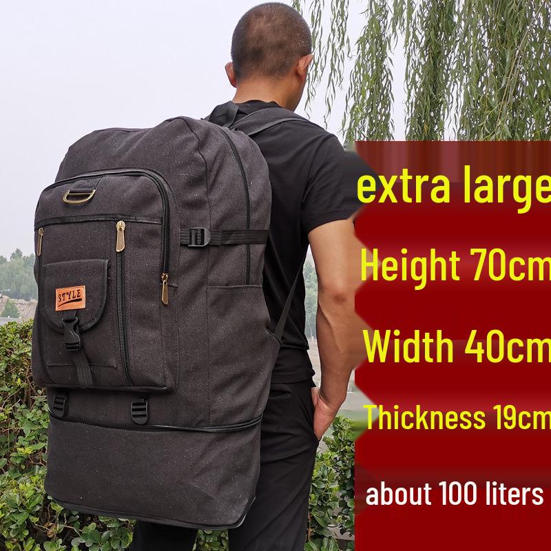 Extra Large Thickened Canvas Backpack for Hiking and Travel - Unisex