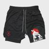 Trendiga Europeiska & Amerikanska Tecknade Tryck Andningsbara Dubbellagrade Sportshorts - Avslappnad Passform