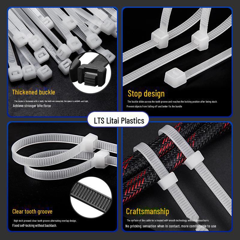 Strong Industrial Self-Locking Cable Ties 4x250mm - Black & White