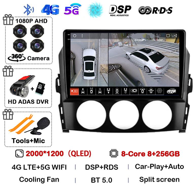 Android 14 Carplay For Mazda MX-5 MX5 III 3 NC Miata 2005-2015 Car Radio Multimedia Stereo Navigation GPS Head Unit Autoradio BT