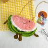 Plush Fruit Pattern Small Shoulder Bag With Zipper Closure For Casual Day Use
