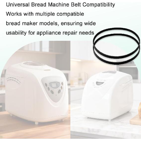 Compatible Bread Machine Drive Belt for Sunbeam 5891, 5891-33 and Rosewill R-BM-01, Bread Maker Motor Rubber Belt Replacement, 2PCS