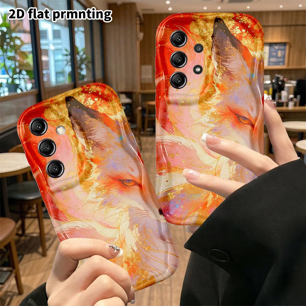 Phone case: 2D flat, suitable for Samsung Galaxy A34 A35 M05 M06 S20 S22 S21 FE Plus 5G protective case, Red-gold Nine-Tailed Fox, perfect Christmas a