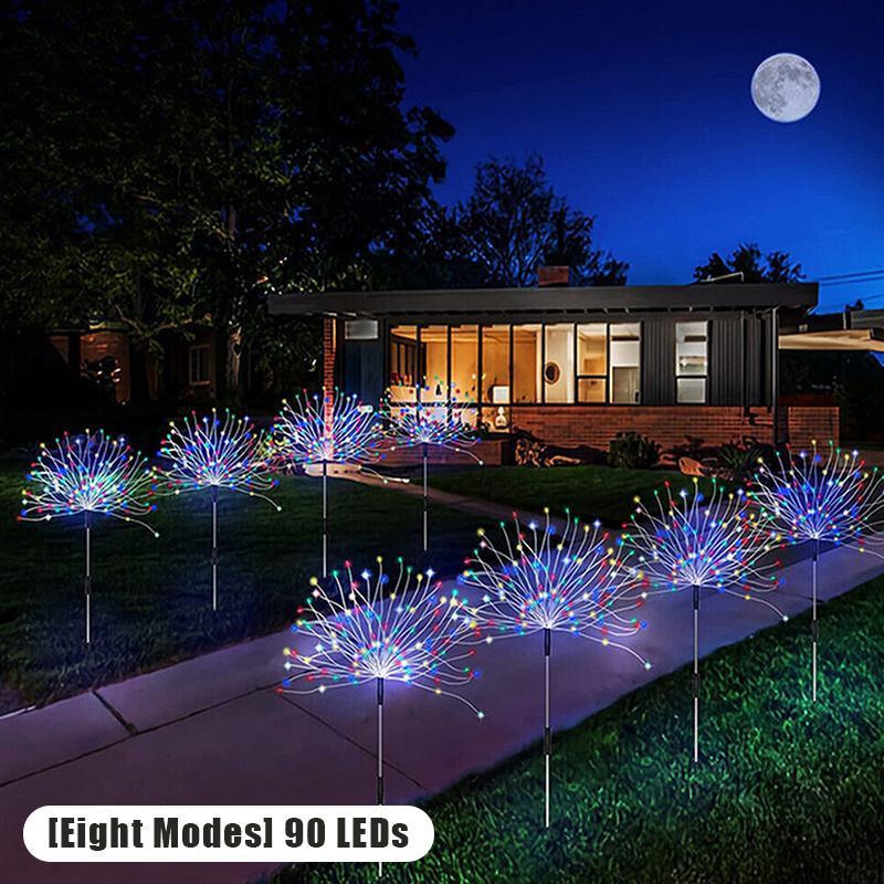 Lumină solară cu foc de artificii cu LED pentru decorarea în aer liber a grădinii Lumină a căii de gazon pentru curte, petrecere, nuntă de Crăciun