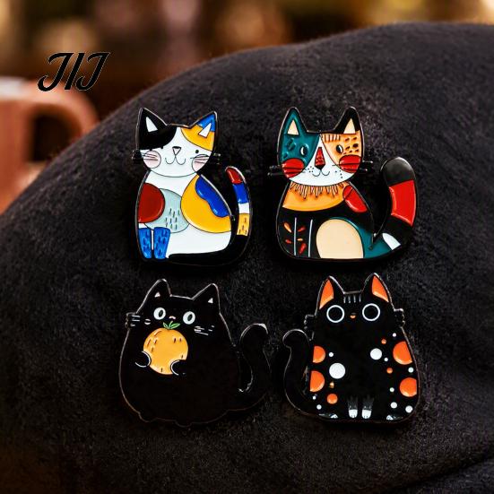 Alloy Backpack Accessory Cartoon Cat Brooch Pin, Mini Enamel Badge Animal Shape Ornament Clothing Jewelry for Women Men Lapel Pin