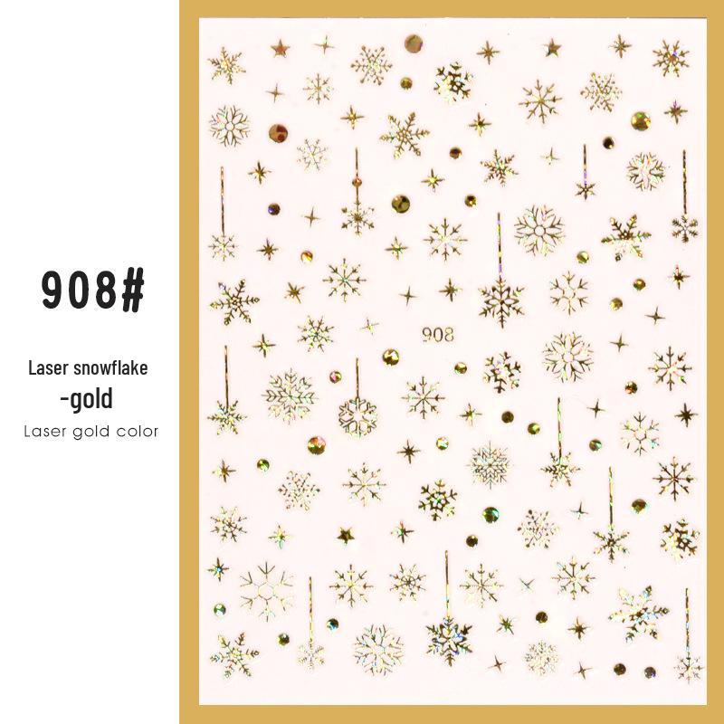 

Наклейки для ногтей в виде снежинок: Белые наклейки с клеевой основой для Рождества, с золотыми и серебряными лазерными дизайнами
