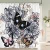 Beautiful Butterfly Shower Curtains Waterproof Fabric Colored Flowers Bath Curtain Bathroom Bathtub Decoration with Hooks