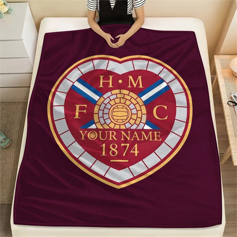 1PC Heart Football Custom Name Patterned Flannel Blanket Suitable For All Seasons For Home Decor Warmth And Comfort Gifts Holiday Present