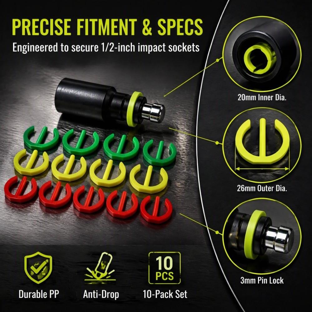 10pcs Impact Socket Retaining Ring 1/2 Inch Plastic Retainer Clips Socket Pin Kit Home Maintenance
