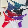 Low Waist Underwear for Women Mesh Hollow Thin Belt Thong Embroidery Floral Panties  Hotel