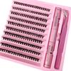 1Set DIY Clusters Lash Kit Full Set 8-16mm Mix Bond&Seal Tweezers Lash for Self Application Makeup Individual Eyelash Extensions
