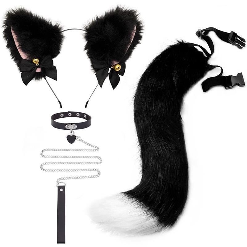 Handmade Cat Ears & Tail Set: Cute Cosplay Hair Accessories for Catgirl