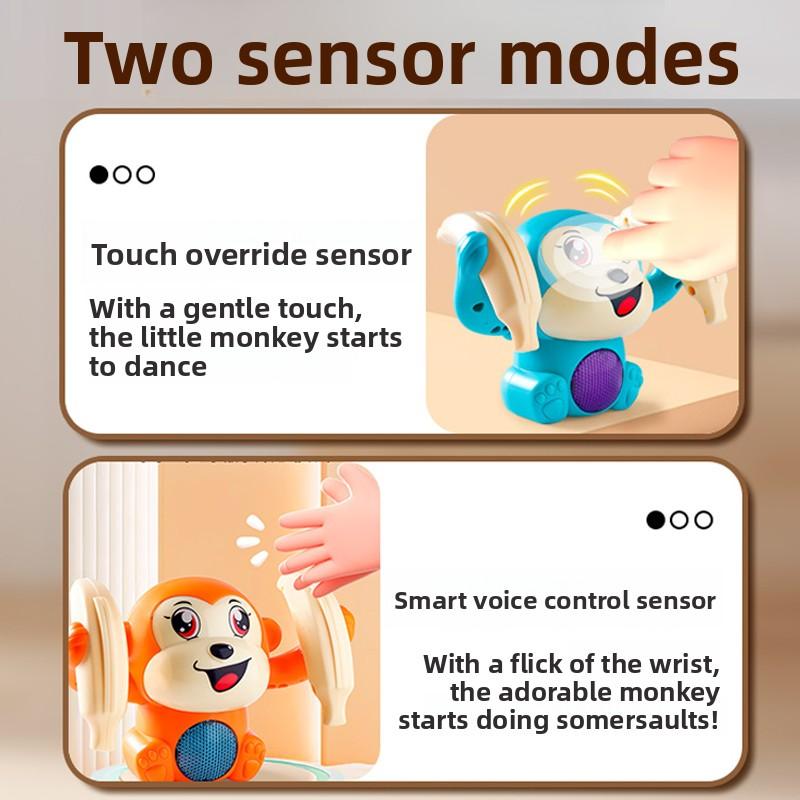1 Baby Toy Electric Rolling Monkey Light Music Puzzle Sound Prompt Monkey Children's Toy Gift Preschool Education Toy