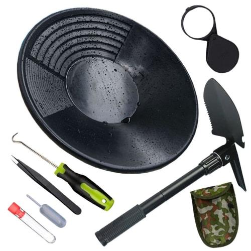

Gold Panning Set with Pan, Digger, Bag, Stone, and Shovel (Gold Panning Set with Shovel)