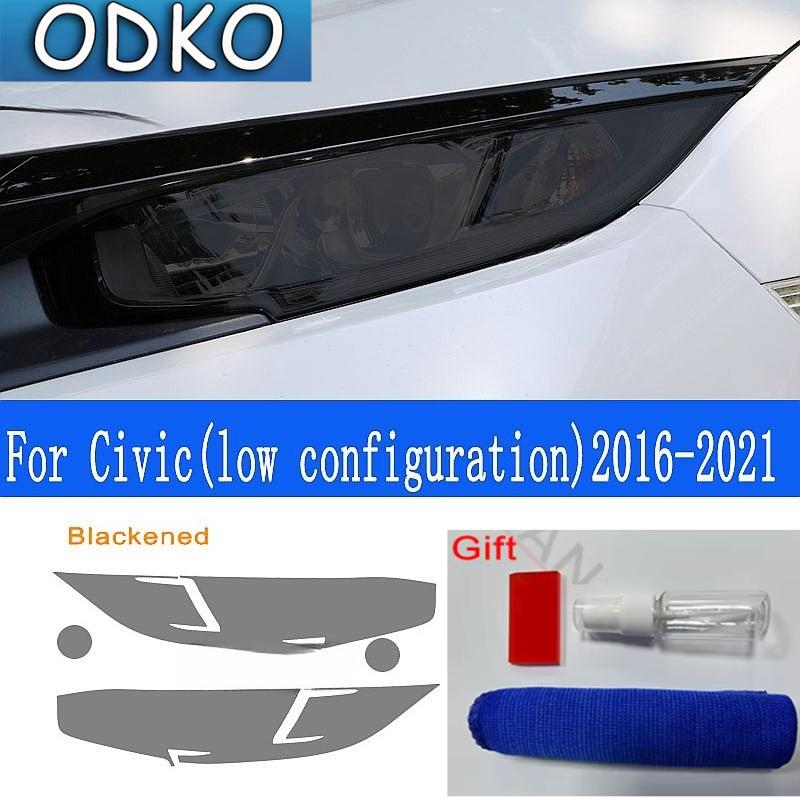Folie Protectoare Fumurie Neagră Transparentă TPU Autocolant Transparent pentru Faruri Auto Honda Civic Generația a 10-a 2016- Accesorii