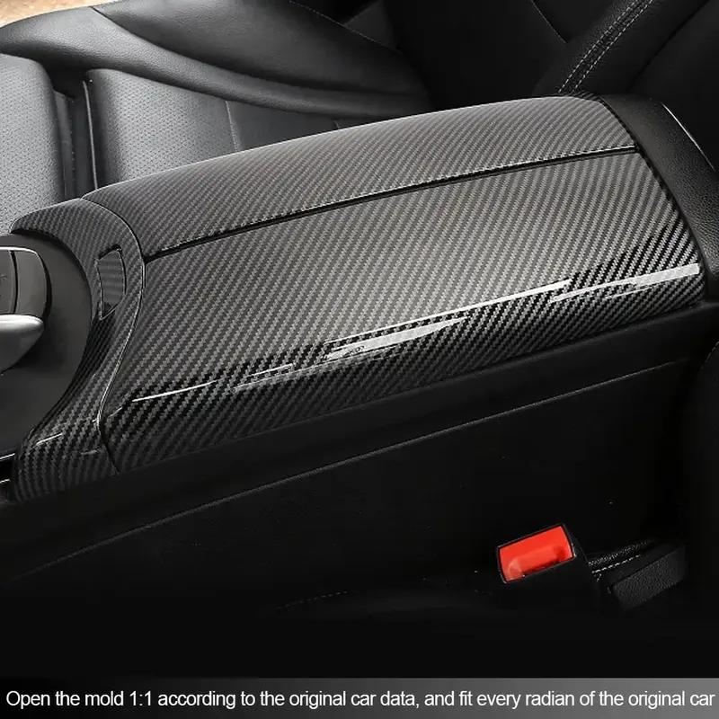 Reposabrazos central de fibra de carbono para coche, 4 unidades, cubierta de botón de interruptor, accesorios interiores para Mercedes Benz E GLC C clase W205