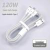 Multi-Head 3-in-1 Fast Charging Cable: 120W for Home, 66W for Car, Compatible with Apple Devices.
