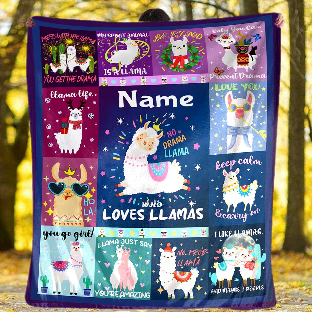 Llama Outdoor Customize Your Name Blanket Comfortable Soft Lightweight Allseason Multipurpose Blanket For Travel Camping Picnics Sofa Office Bed