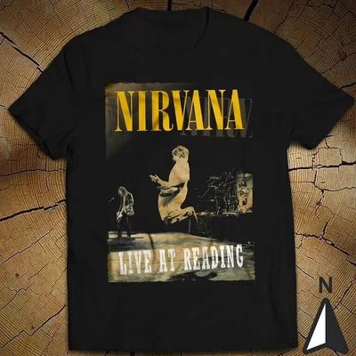 Vintage Nirvana Live At Reading Unisex Baumwoll-T-Shirt Tops Tees Herren Damen, Größe S bis 4XL