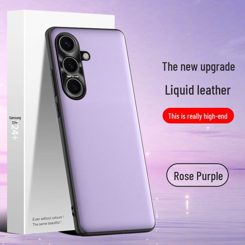 Protective Liquid Leather Case for Samsung S24+ with Anti-fall and Anti-fouling Features. Available for One-piece Shipment.