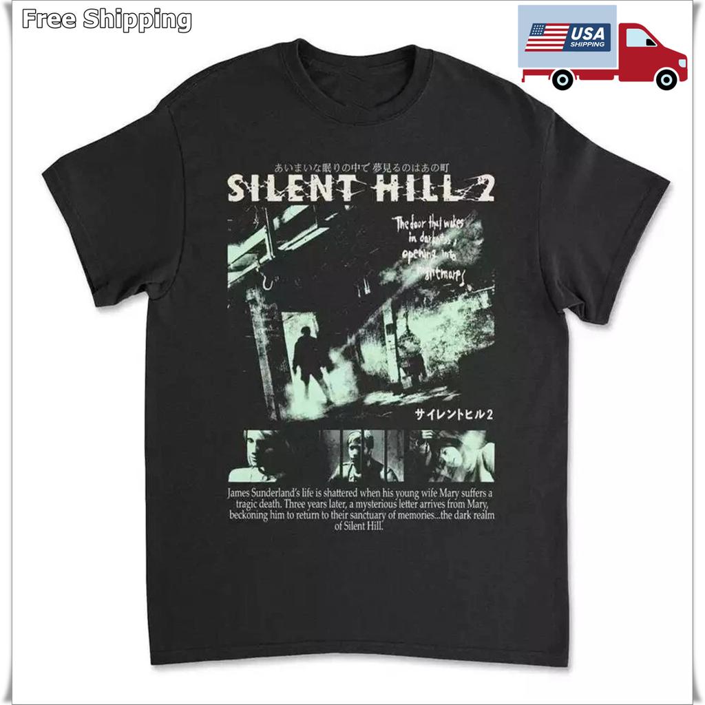 Silent Hill 2 Black T-Shirt Tee Horror Survival Gaming Konami Unisex T-Shirt