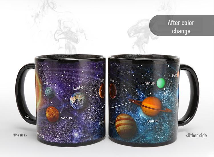Starry Sky Ceramic Temperature-Sensing Mug: Color-Changing Sea of Stars Design