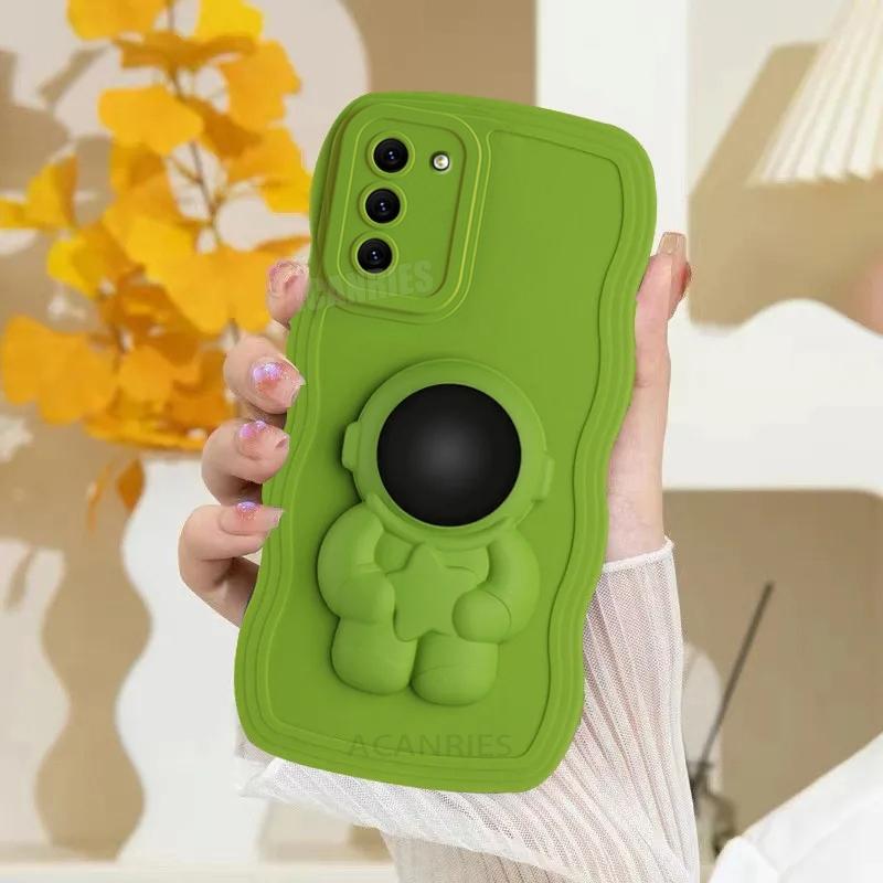 

S24ultra Astronaut Holder Wavy Silicone Case For Samsung Galaxy S23 S21 S20 Fe S22 S24 Plus Ultra S 24 23 Stand Cover Note 20 10 S23