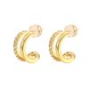 Elegant Double-Layered Rhinestone C-Shaped Earrings - Versatile Gold/Silver Ear Clips for Women