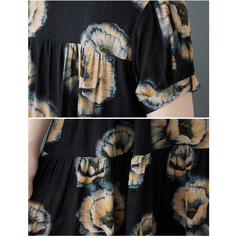 2025 Summer New Women Loose Big Size Fashion Printing Slim Long Dresses