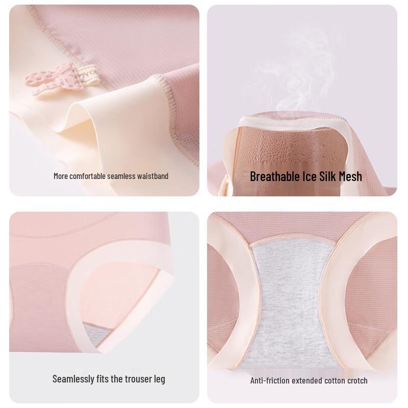 LANGSHA Women's High-Waist Ice Silk Maternity Briefs Multi-Pack