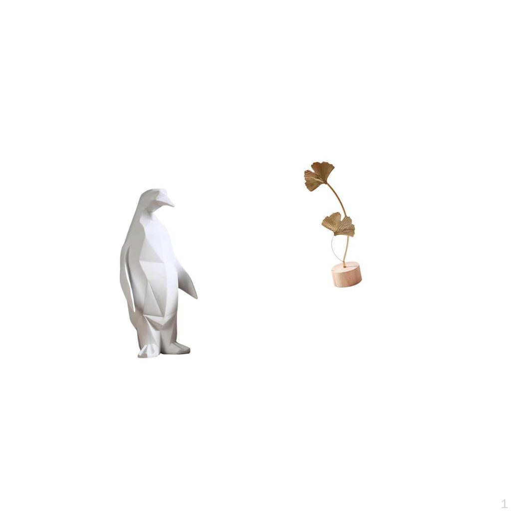 Penguin Figurine Resin Metal Animal Statue Decorative Ornament Abstract Collectable Craft Nordic