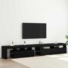 TV Stand with LED Lighting 2 Pcs Black Oak Effect 260 X 37 X 40 Cm