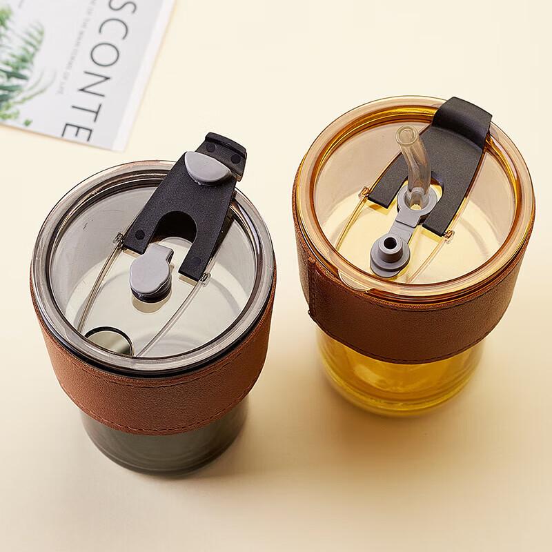 QIHANG Bamboo Joint Glass Car Water Cup with Straw