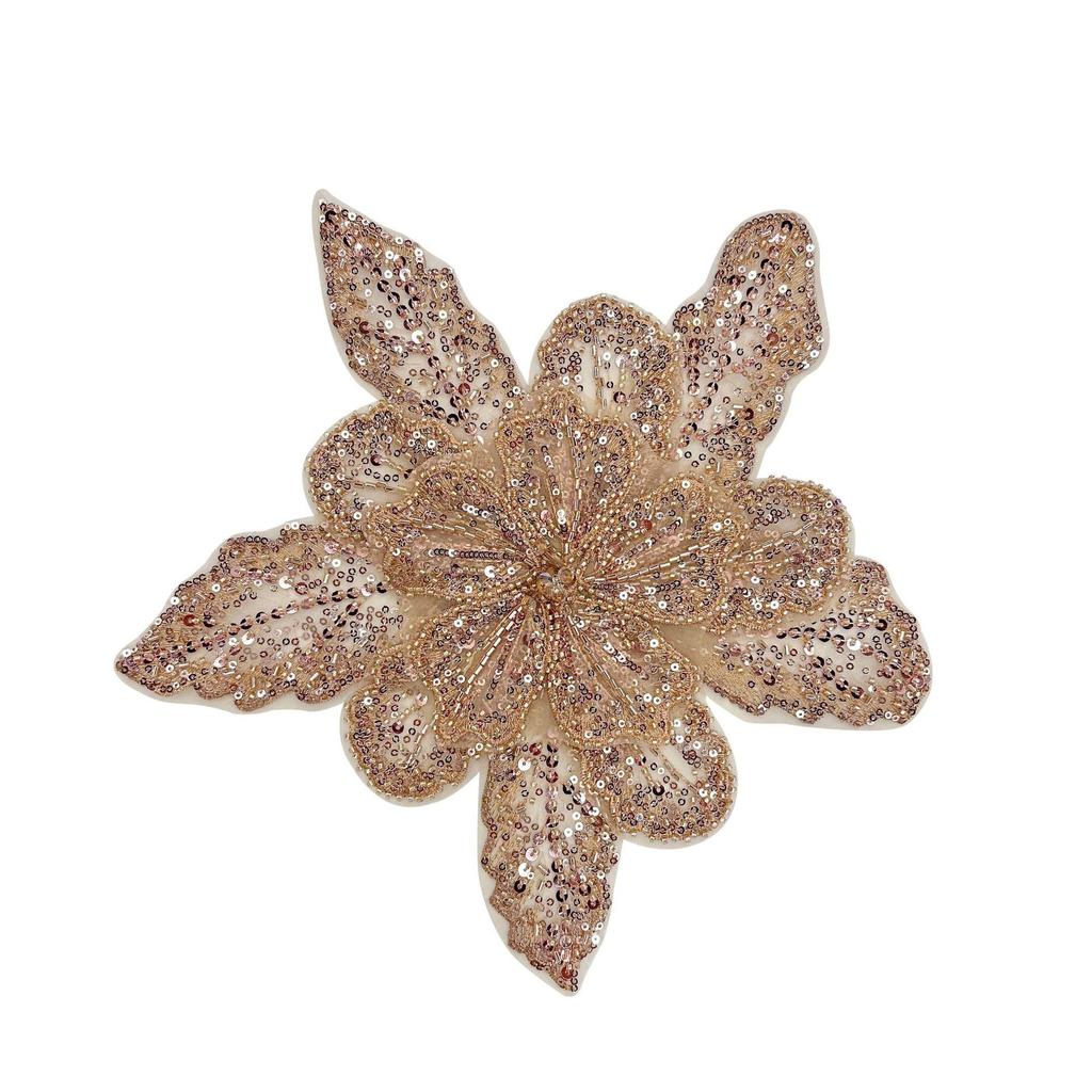 "White Multi-Layer Sequin Bow Tie with Skirt Accessories & Decorative Beaded Corsage"